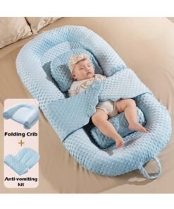 ZCM-HAPPY Snugly Fit Baby Crib Sleeping Bed Nest with Anti-Vomiting Pillow, Portable Infant Lounger and Soothing Sleep Mat