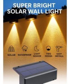 ARNOTEC Super Bright Solar Wall Lights Outdoor Waterproof, Warm White LED Solar Powered Wall Lamps with Up & Down Lighting, Decorative Garden Yard Fence Porch Stair Lights for Home Courtyard – 1 Pack