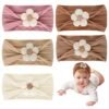 FengSVMA 5 Pcs Baby Flower Headbands – Nylon Headbands for Baby Girls,Handmade Soft Hair Accessories for Newborns, Infants, & Toddlers