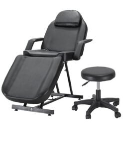 Max Strength 3-Section Massage Table Adjustable Salon Chair Tattoo Spa Facial Bed with Stool PU Leather, Steel Frame