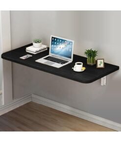 VITION Computer Wall Mount Stand Folding Wall-Mounted Drop-Leaf Table, Metal Folding Shelf Bench Table Bracket (40 X 80cm) Black