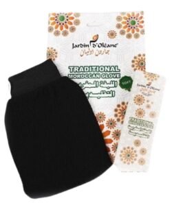 JARDIN D OLEANE Traditional Moroccan Exfoliating Glove – Soft Texture Kessa Mitt for Deep Body Scrub & Dead Skin Removal