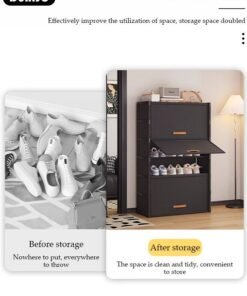 DUNISO 7 Tier Shoe Rack for Entryway, Portable Shoes Organizer with Door, Shoe Storage Cabinet, Space-Saving Shoe Organizer for Closet Hallway Bedroom Entryway, Dorm, Bedroom - Image 4