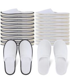 Yeios 20 Pairs Disposable Slippers for Guests Hotel Slippers Spa Slippers Non-slip Washable House Slipper Bulk for Adult for Men and Women White