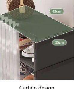 Alternative view of Kutis 1-Piece 5 Tiers Simple Shoe Rack Assembly Shoe Rack Storage Organizer Metal Plastic Black 42x30x90 Centimeter