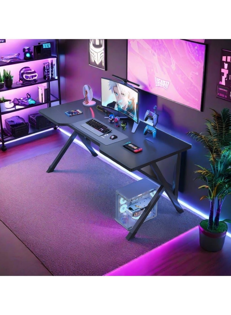 OHAHO 120CM Gaming Table,Gaming Desk, Computer Desk Home Office Desk Extra Large Modern Ergonomic Black PC Table Gamer Workstation (Black, 120x60x75cm) - Image 4