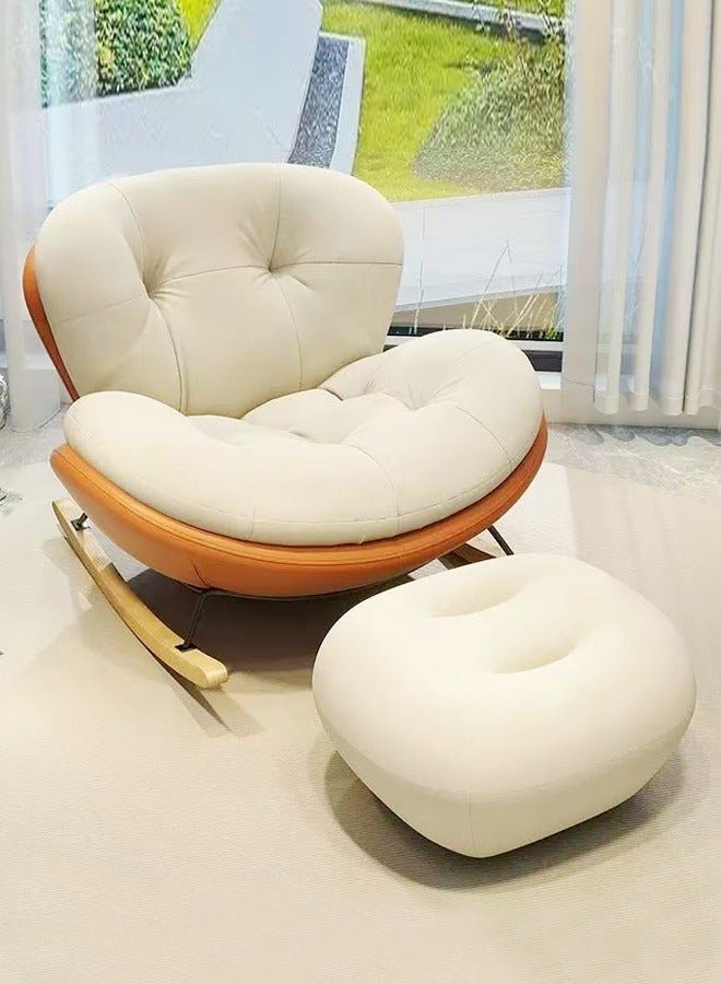 fashionhome Set of 2 Modern Upholstered Recliner High Back Ergonomic Comfy Rocking Chair with Footrest Patio Rocking Chair Couch Lounge Single Sofa Chair for Balcony Outdoor Chair Contemporary Accent Chair Leisure Chair for Living Room 90x100x75 and 40x30x20 cm (Fully Assembled) - Image 4