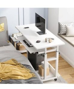 Mobile Laptop Table Bed Side Table Height  Adjustable Computer Table with Wheels and Keyboard Tray Portable Laptop Desk Sofa Side Table for Home Office (80*45*69-90cm)