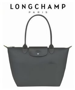 Longchamp Women's Classic Fashion Versatile Medium Handbag Shopping Bag Shoulder Bag Handbag Eco-friendly Graphite Gray