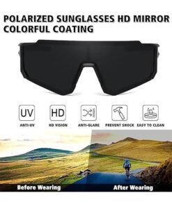 Happy D Outdoor Sports UV Protection Half Frame Sunglasses, UV400 Polarized Cycling Safety Sports Sunglasses Fishing Sunglasses, Windproof Goggles for Baseball Golf (Black) - Image 4