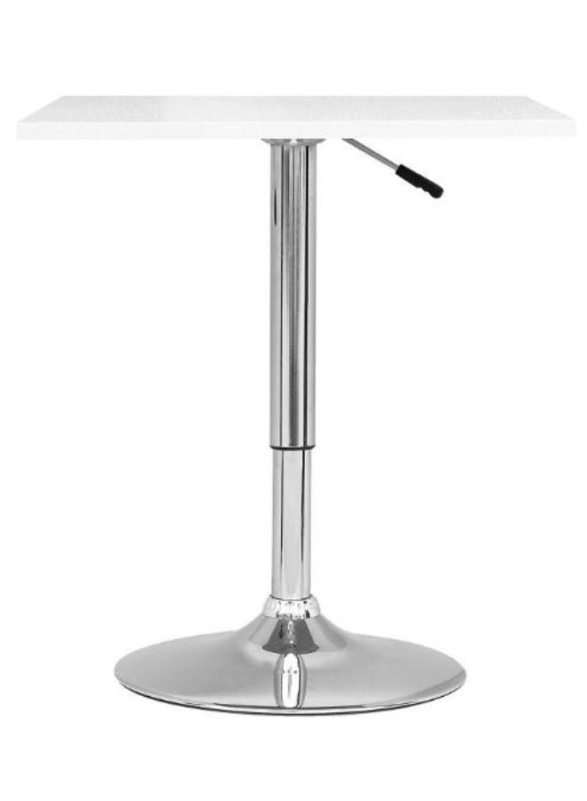 AL WADI FURNITURE Tidi Modern Height Adjustable Rotating Square Bar Table, White MDF Top & Chrome Stylish Base