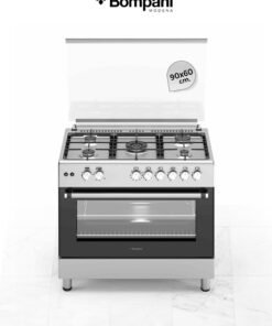 Bompani 90x60cm 5-Burner Cooking Range with Mechanical Timer, Gas Oven, Grill, FFD, Full-Safety, Automatic Ignition - One Year Manufacturer Warranty BO693YAL Silver
