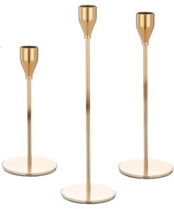 Home Care Candle Holders, Metal – Gold, Set of 3