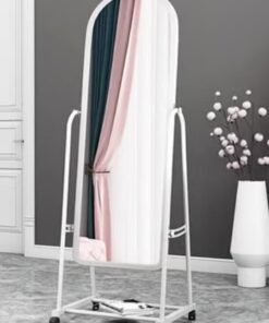 Full Length Mirror Full boby Mirror with Wheels and Bracket Mobile Storage Rack Dressing Mirror Floor Standing Makeup Vanity Mirror for Bedroom Bathroom Porch (160 * 30CM, White)