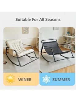 Cool Baby COOLBABY Rocking Chair Nordic Ltalian Living Room Home Single Casual Comfortable Fabric Sofa Chair Bedroom Balcony Orange - Image 4