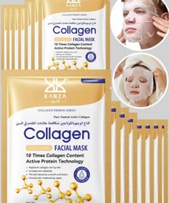 Kanza 15 Pcs Collagen Anti Aging Facial Mask ,Korean Collagen Face Mask, Hydrating Face Masks, Instant Lifting & Firming Face Mask Sheet, Moisturizing Face Mask Set, Real Deep Mask Daily Korean Skincare for All Skin Types 15x25g