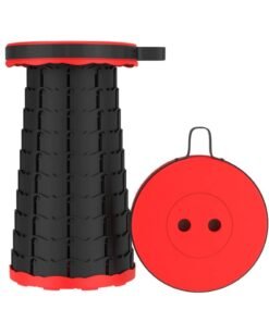 ELTRAZONE Multifunctional Foldable Chair Shrink Stool Portable Telescoping Stool, Retractable Stool for Camping Garden Fishing Hiking Travel BBQ, Adjustable Plastic Stools (Red)