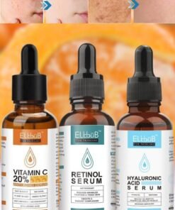 ELBBUB 3x30ml Vitamin C Serum Retinol Serum and Hyaluronic Acid Serum Boost Skin Collagen Age Defying Serum Hydrate and Plump Skin Anti Aging Wrinkle Facial Serum Antioxidant Moisturizing Day and Night Skincare Face Serum