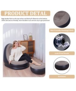 2 Pack Foldable Portable Inflatable Bean Bag Chair, Lazy Sofa, Inflatable Couch, Inflatable Sofa, Inflatable Seat, Air Furniture Set with Footrest, Air Pump for Indoor, outdoor,Camping Travel Beach Picnic