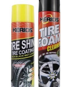 HERIOS Tire Care Set, 650ml Tire Foam Cleaner and 500ml Tire Shine Coating, Black Wet Look
