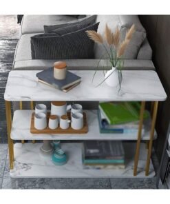 Alternative view of DubaiGallery 3-layers Side table for living room sofa side Nordic simplicity coffee table flower stand iron and wooden home Multifunction decorative shelf Storage rack