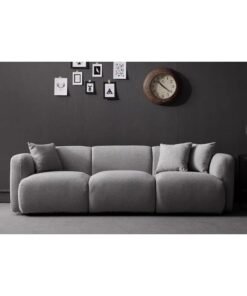 Modern 3-Seater Sectional Sofa in Plush Grey Fabric