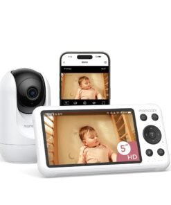 Momcozy Smart WiFi Baby Monitor with Camera and Audio, 5" 1080P Screen with Wall Mount, Motion & Cry Detection, Safe Fence, Clear Night Vision, 5000mAh Battery, 2-Way Talk, Photo & Video Recording