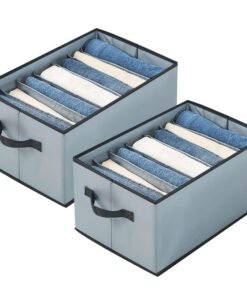 HOMFIL ® Wardrobe Organizer For Clothes Organisers Storage Box Clothes Organiser For Wardrobe Stackable Organizer For Wardrobe Cloth Storage Box Drawer Organizer (Grey, Pack of 2)