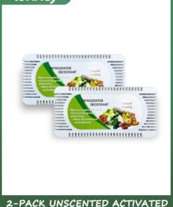 LENND 2-Pack Unscented Activated Charcoal Fridge Deodorizer - More Effective Than Baking Soda