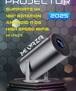 Mi VAZA Rotatable Mini Projector - Support 4K - Smart Projector with 5G Dual-band Wifi and Bluetooth 5.0 - Mobile Home Theater - Compatible With Android/iOS/Windows/TV Stick/HDMI/USB.