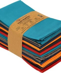 Ruvanti Cloth Napkins Set of 12, 18x18 Inches Napkins Cloth Washable, Soft, Durable, Absorbent, Cotton Blend. Table Dinner Napkins Cloth for Hotel, Christmas, Dinner, Parties - Multi Color