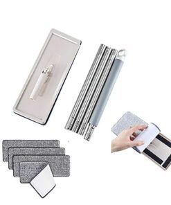 Dreamons Link Cleaning Mop Rack and 4pcs Rags for Replacement Grey/Silver 40.2 x 22.4 x 18.4cm