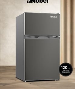 Nobel 120 L Gross / 95 L Net, Double Door Refrigerator, Defrost, R600a Refrigerant, Temperature Control, Inside light, Inside Condenser, Climate Class T, Removable Gasket, Adjustable Foot, Inside Evaporator NR120S Dark Silver
