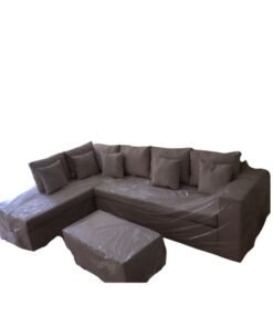Maharat Al Bahar L Shape-Carbo Modail Valvet Sofa Set With Cushion & Table 5 Seatersgrey 260x80x80
