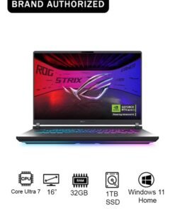ASUS ROG Strix G16 Gaming (2025) Laptop – 2nd Series / Intel Core Ultra 7-255HX / 16inch FHD+ / 1TB SSD / 32GB RAM / 12GB NVIDIA GeForce RTX 5070 Graphics / Windows 11 Home – [G615LR-RV052W] English Volt Green