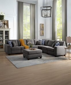 Seven Piece Upholstered Sectional Grey