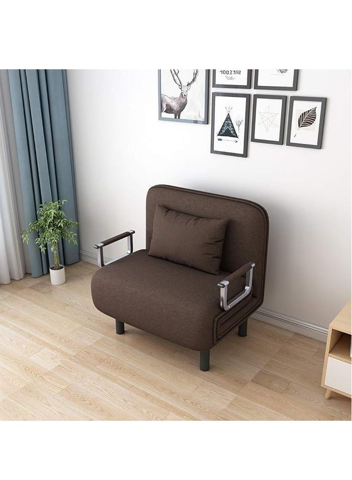 XiuWoo Convertible Chair Bed, Tri-Fold Sofa Bed with Adjustable Backrest & Pillow, Leisure Chaise Lounge Couch with Sturdy Steel Frame for Home & Office, Comfortable Sleeper Chair 65 * 190cm Coffee - Image 4