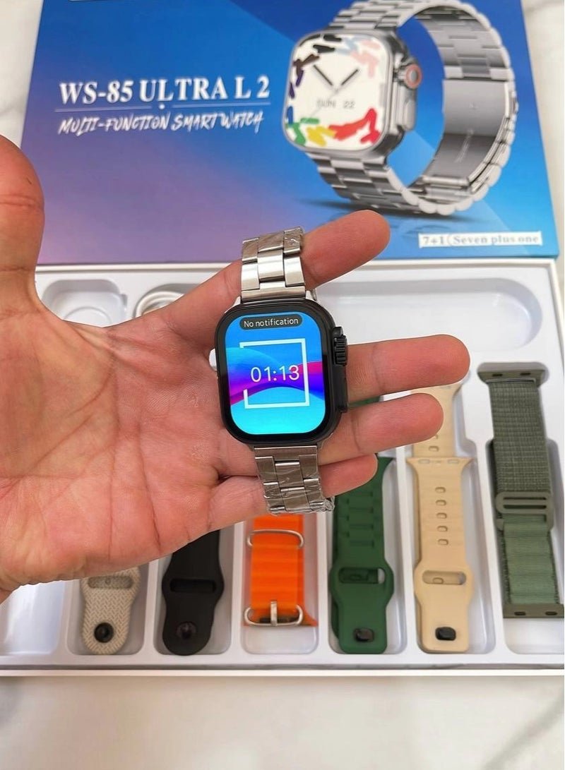 WISME 7 in 1 WS 85 ULTRA2 Smart watch set with, 7pair Straps, waterproof, Long battery life Health smart watch