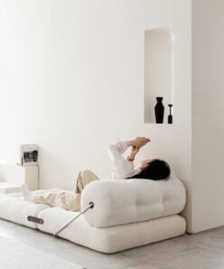 Alternative view of Merry Moments Tofu Block Style Sofa Modular Design Contemporary Comfort White Boucle Upholstered Armchair Lounge Chair Sofa for Bedroom Living Dining Retail Creative White H70xW80xL80 cm