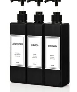 DIDROOM Modern Shampoo and Conditioner Dispenser (21 oz, Pack of 3) Refillable Pump Bottle Set Empty Shower Plastic Bottles with Pump for Bathroom Body Wash Soap and Shower