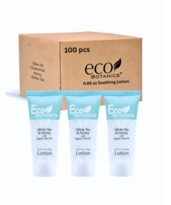 Eco Botanics Bulk Set Pack of 100 Transparent Travel-Size Hotel Lotion With White tea & Honey Extract 30ml