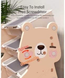 OLUDENIZ Multifunctional Children's Toy Storage Rack – 3-Tier Organizer with Book Shelf and Bins, Reinforced Plastic, Bear Design - Image 3