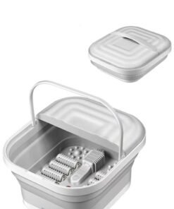 Eesyy Collapsible Foot Spa Bath with Heat and Massage Rollers, Foldable Foot Massager with Acupressure Massage Points, Red Light, with Smart Heating for Home Spa Use for Gift