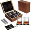 HomarKet Whiskey Glass Gift Set for Men Dad - Whiskey Glass Set of 2 - Bourbon Whiskey Stones Wood Box Gift Set - Includes Crystal Whisky Glasses, Chilling Rocks, Slate Coasters for Scotch Wisky Burbon Gifts