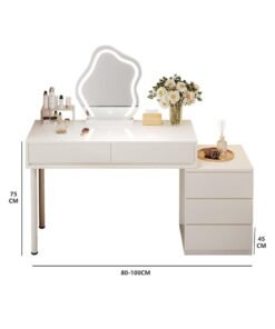 Alternative view of Sharpdo Light Luxury Dressing Table and Bedside Table Dressing Table Dresser Vanity Table 3-Layer Retractable Bedside Table With LED Makeup Mirror (Without Dressing Chair) Dressing Table With Drawers Vanity Table Beautiful