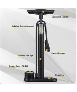 Alternative view of Cool Baby Style Bike Floor Pump with Pressure Gauge, Bicycle Pump Pump with 160 PSI High Pressure, Fits Schrader and Presta Valves