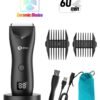 Reva Waterproof Electric Body Trimmer for Men, Groin and Body Grooming, Low Noise  Ceramic Blades Wet/Dry Shaver with Head Spotlight