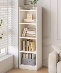 HomarKet 4 Tier Cube Bookcase, White Wooden Shelving Display Storage Unit Office Living Room Furniture
