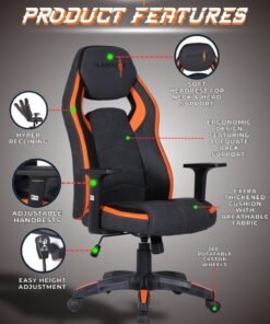 Alternative view of Gladiator Multifunction High Quality Ergonomic Swivel Adjustable Height Gaming Chair Office Chair Leather High Back Reclining Function Ergonomic Design Comfortable Neck and Lumber Support Armrest Headrest Computer Chair for Home Office 65.5x128.5 cm