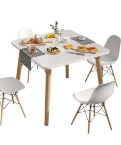 Modern Dining Table Coffee Table Kitchen Table with Solid Wooden Legs for Living Room Kitchen Dining Room Lounging Cafeterias (Square, 80 * 80 * 73CM)
